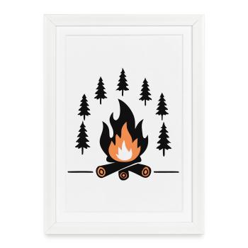 Cozy Campfire Forest - Framed poster (27 × 37 cm) - white - Front