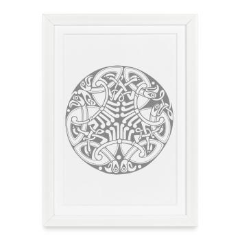 Mandala du Nœud Celtique en Cercle Entrelacé - Affiche encadrée (27 × 37 cm) - blanc - Devant