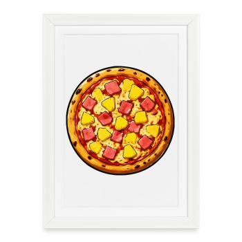Hawaiian pizza illustration - Framed poster (27 × 37 cm) - white - Front