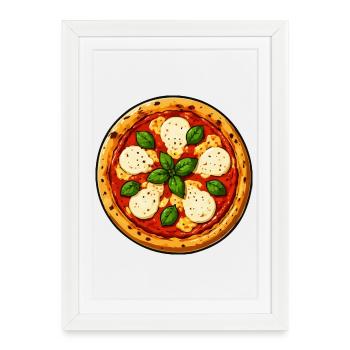 Basil Pizza Comic - Framed poster (27 × 37 cm) - white - Front