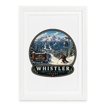 Vacances de ski à la station de ski de Whistler Canada - Affiche encadrée (27 × 37 cm) - blanc - Devant