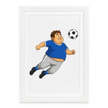 Footballer with ball - Framed poster (27 × 37 cm) - white - Front