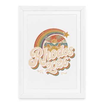 Rhodes 2026 Beach Retro - Framed poster (27 × 37 cm) - white - Front
