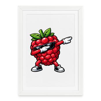 Tamponnement de framboise - Affiche encadrée (27 × 37 cm) - blanc - Devant