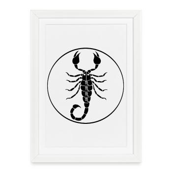 Signe astrologique du scorpion (noir) - Affiche encadrée (27 × 37 cm) - blanc - Devant