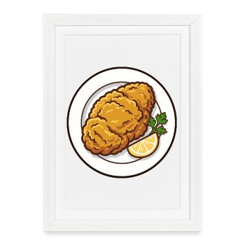 Schnitzel always works | with lemon and parsley - Framed poster (27 × 37 cm) - white - Front
