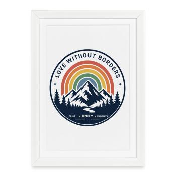 Montagne arc-en-ciel Amour sans frontières - Affiche encadrée (27 × 37 cm) - blanc - Devant