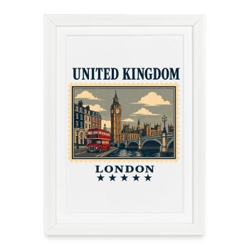 London Classics in Stamp Style - Framed poster (27 × 37 cm) - white - Front
