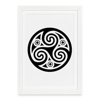 Cercle et spirale celte (noir) - Affiche encadrée (27 × 37 cm) - blanc - Devant