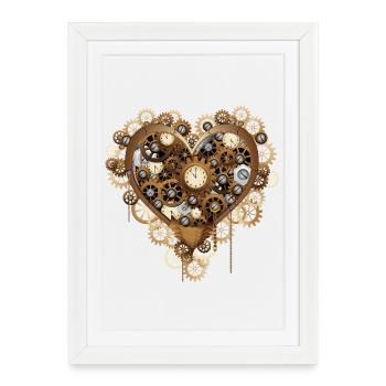 Heart Love Steampunk Retro Clockwork Machinery - Framed poster (27 × 37 cm) - white - Front