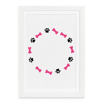 Empreinte de patte Love Dog Bone Dog Maman - Affiche encadrée (27 × 37 cm) - blanc - Devant