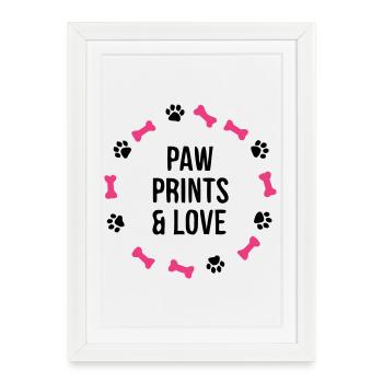 Empreinte de patte Love Dog Bone Dog Maman - Affiche encadrée (27 × 37 cm) - blanc - Devant