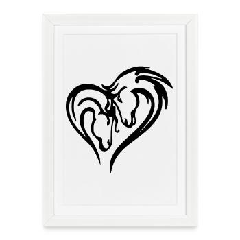 Coeur de cheval (noir) - Affiche encadrée (27 × 37 cm) - blanc - Devant