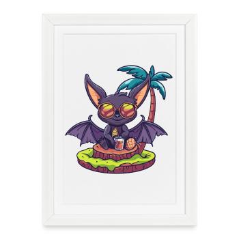 Vacances d’été de Bat - Affiche encadrée (27 × 37 cm) - blanc - Devant