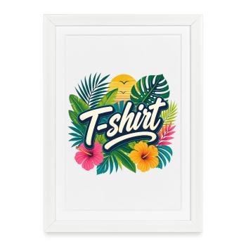 T-shirt d’été tropical - Affiche encadrée (27 × 37 cm) - blanc - Devant