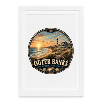 Outer Banks North Carolina Beach Vacation Sunset - Framed poster (27 × 37 cm) - white - Front