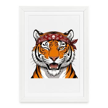 Fashionable tiger. - Framed poster (27 × 37 cm) - white - Front