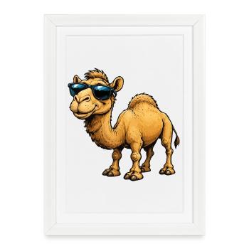 Camel with sunglasses - Framed poster (27 × 37 cm) - white - Front