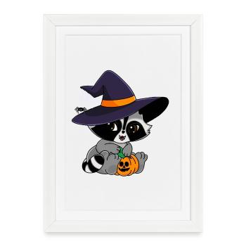 Snuggles the raccoon in Halloween costume. - Framed poster (27 × 37 cm) - white - Front