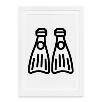 Diving fins - Framed poster (27 × 37 cm) - white - Front