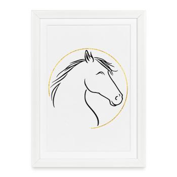 Crinière sauvage, grâce douce - Affiche encadrée (27 × 37 cm) - blanc - Devant