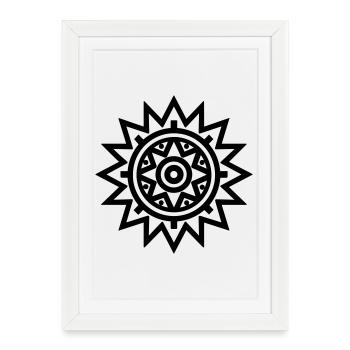 soleil aztèque s - Affiche encadrée (27 × 37 cm) - blanc - Devant