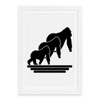 Monkey Family - Framed poster (27 × 37 cm) - white - Front