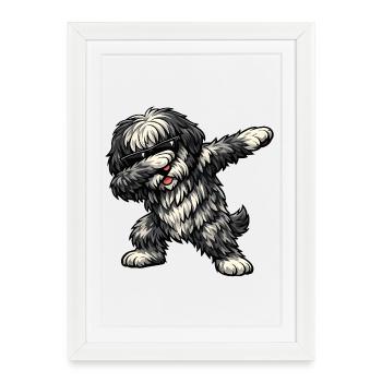 Dabbing Bergamo Shepherd Dog - Framed poster (27 × 37 cm) - white - Front