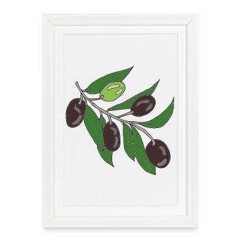Impression vectorielle branche d’olivier - Affiche encadrée (27 × 37 cm) - blanc - Devant