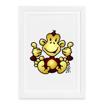 Full Color Monkey Design - Framed poster (27 × 37 cm) - white - Front
