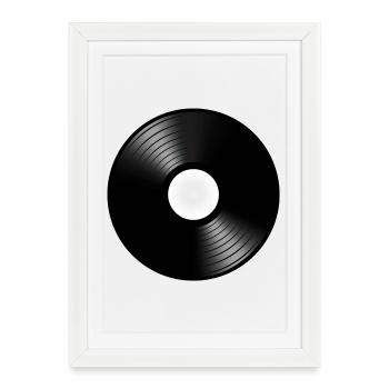 vinyle de phonographe disque platine DJ - Affiche encadrée (27 × 37 cm) - blanc - Devant