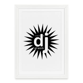 DJ au travail - Affiche encadrée (27 × 37 cm) - blanc - Devant