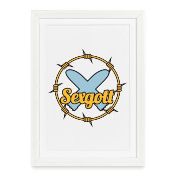 Sexgott | Dildo | Cock - Affiche encadrée (27 × 37 cm) - blanc - Devant