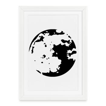 Pochoir d'une lune - Affiche encadrée (27 × 37 cm) - blanc - Devant