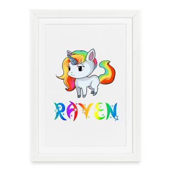Unicorn Raven - Framed poster (27 × 37 cm) - white - Front