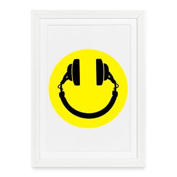 Smiley Headphones - Framed poster (27 × 37 cm) - white - Front