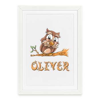 Hibou Oliver - Affiche encadrée (27 × 37 cm) - blanc - Devant