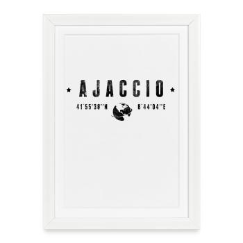 Ajaccio Coordonnées Géographiques Stylisées - Affiche encadrée (27 × 37 cm) - blanc - Devant