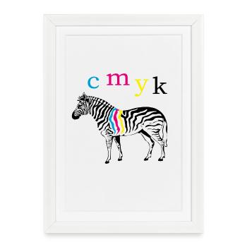 CMYK Zebra - Framed poster (27 × 37 cm) - white - Front