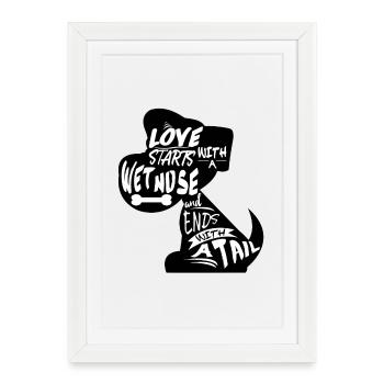 Hundesprüche, Hundeshirt, Lieblingstier Hund, Hu - Gerahmtes Poster (27 × 37 cm) - Weiß - Vorne
