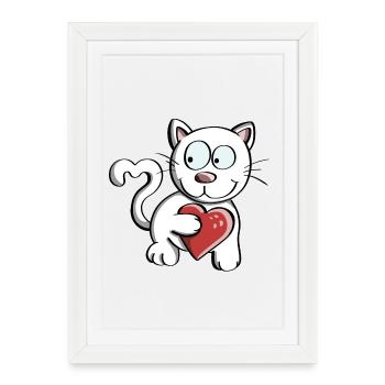 J'aime les chats Bandes dessinées - Chats - Chat - Affiche encadrée (27 × 37 cm) - blanc - Devant