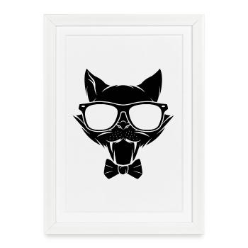 Chat chaton miaou chat domestique oeil de chat - Affiche encadrée (27 × 37 cm) - blanc - Devant