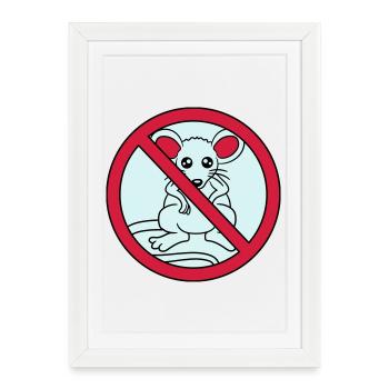 signe interdit a barré pas de souris suess n - Affiche encadrée (27 × 37 cm) - blanc - Devant