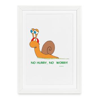 Escargot humoristique avec dicton - détendu - Affiche encadrée (27 × 37 cm) - blanc - Devant