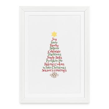 Christmas tree words English gift star Xmas - Framed poster (27 × 37 cm) - white - Front