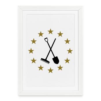 Râteau, Pelle & Étoiles - Affiche encadrée (27 × 37 cm) - blanc - Devant