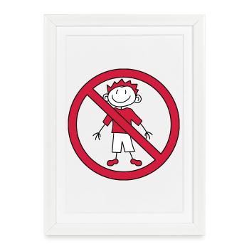 interdit panneau zone pas enfant peint gribouillis com - Affiche encadrée (27 × 37 cm) - blanc - Devant