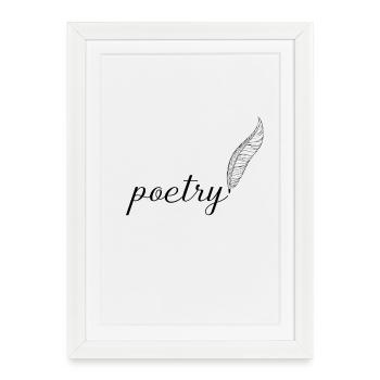 Poésie plume calligraphie poésie - Affiche encadrée (27 × 37 cm) - blanc - Devant