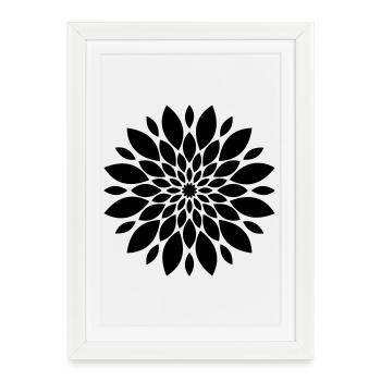 Fleur mandala fleur florale - Affiche encadrée (27 × 37 cm) - blanc - Devant