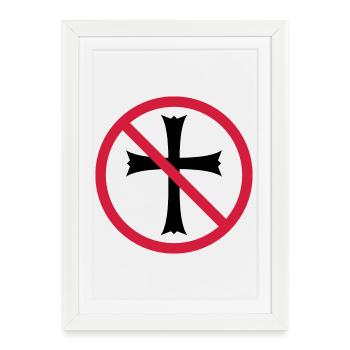 zone de bouclier interdite, aucun symbole d'église ne traverse Jésus - Affiche encadrée (27 × 37 cm) - blanc - Devant